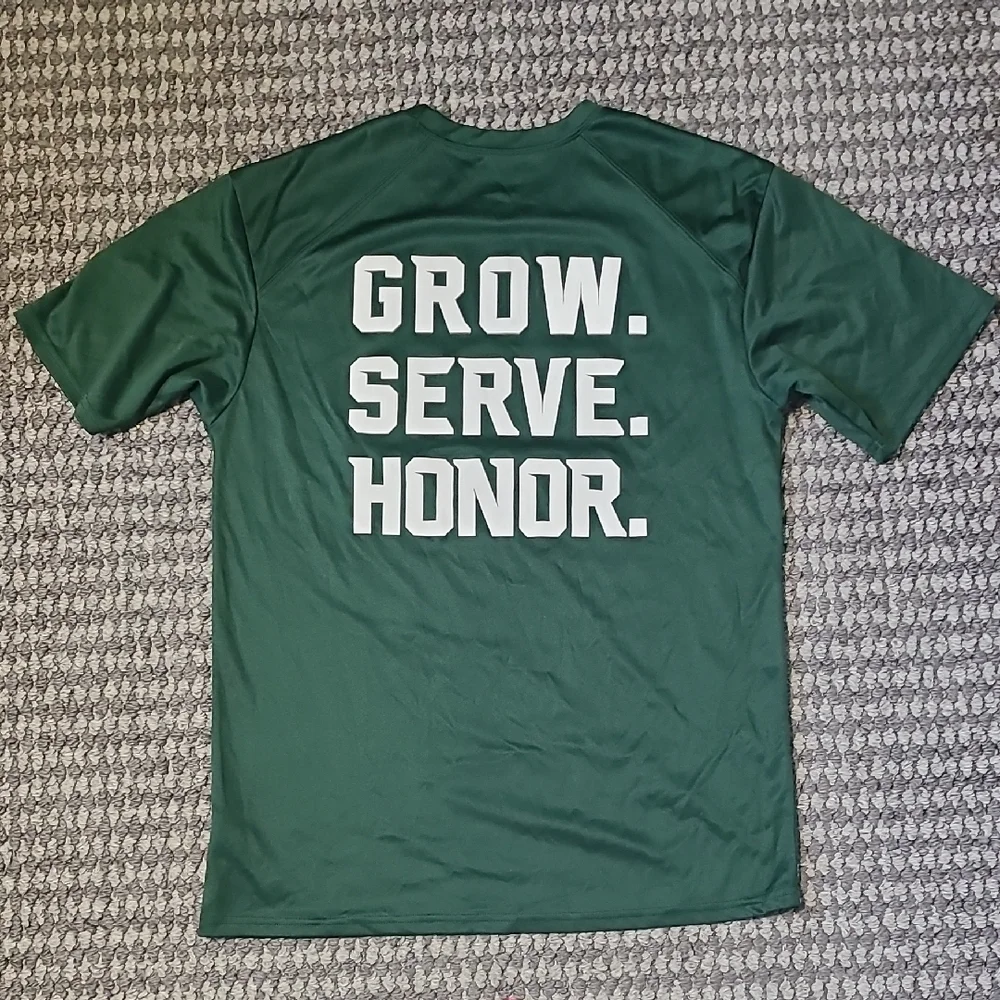 MSU SPARTANS Green Athletic Men's M Shirt GROW SERVE HONOR - Picture 5 of 6